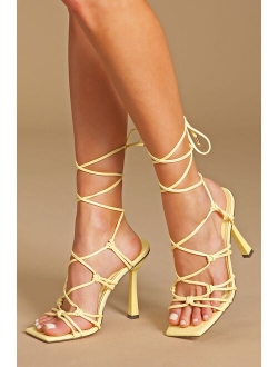 Flairee Sage Square Toe Lace-Up High Heel Sandals