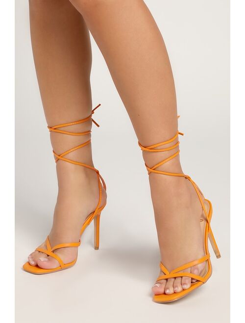 Lulus Simonee Aqua Lace-Up High Heel Sandals