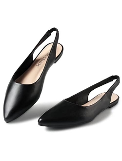 MUSSHOE Flats Shoes Women Slingback Pointed Toe Comfort Womens Flats