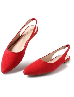 MUSSHOE Flats Shoes Women Slingback Pointed Toe Comfort Womens Flats