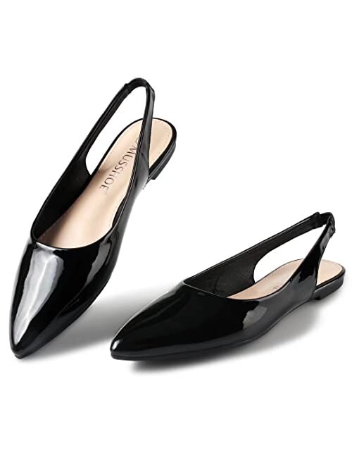 MUSSHOE Flats Shoes Women Slingback Pointed Toe Comfort Womens Flats