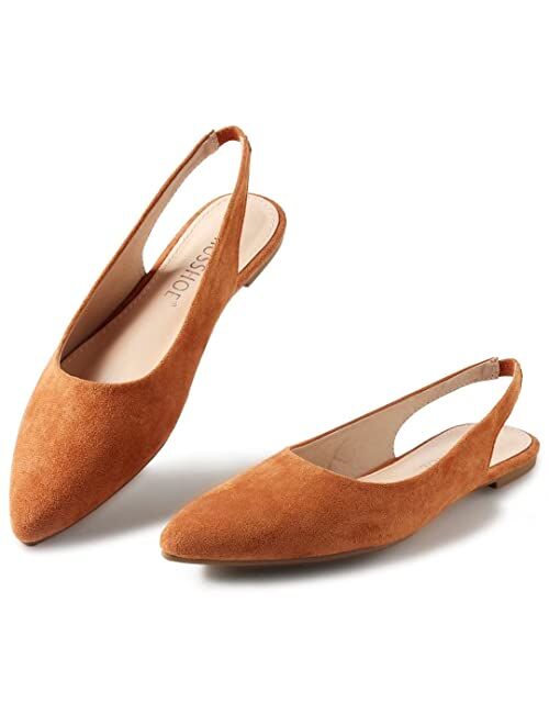 MUSSHOE Flats Shoes Women Slingback Pointed Toe Comfort Womens Flats