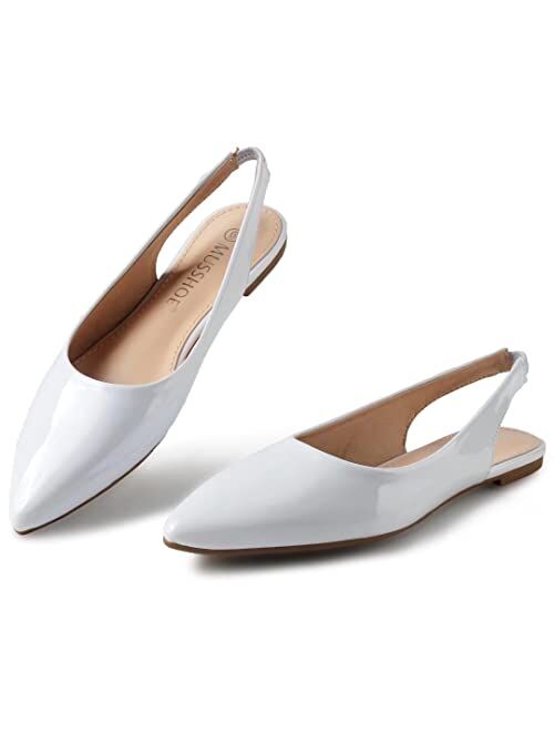 MUSSHOE Flats Shoes Women Slingback Pointed Toe Comfort Womens Flats