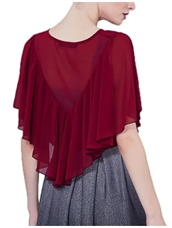 Women Short Sleeve Sheer Chiffon Shrug Tie Front Bolero Cardigan