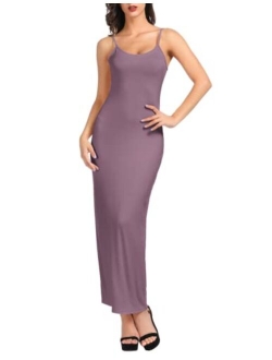 Women Adjustable Spaghetti Underwear Cami Full Slip Maxi Dress