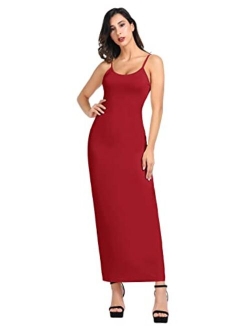 Women Adjustable Spaghetti Underwear Cami Full Slip Maxi Dress