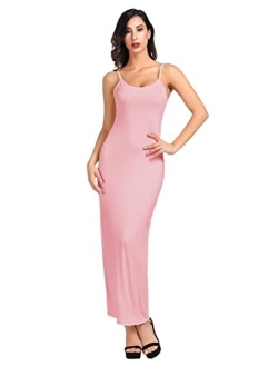 Women Adjustable Spaghetti Underwear Cami Full Slip Maxi Dress