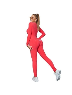 Mieeyali Women's Sexy Butt Button Back Flap Jumpsuit V Neck Long Sleeve Romper Bodycon Pajamas Onesies