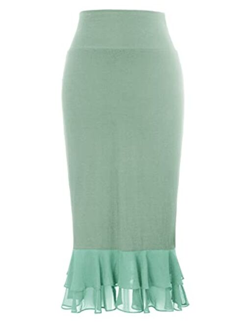 GRACE KARIN Women’s Knee Length Underskirt Ruffled Chiffon Dress Skirt Half Slip Extender S-XXL