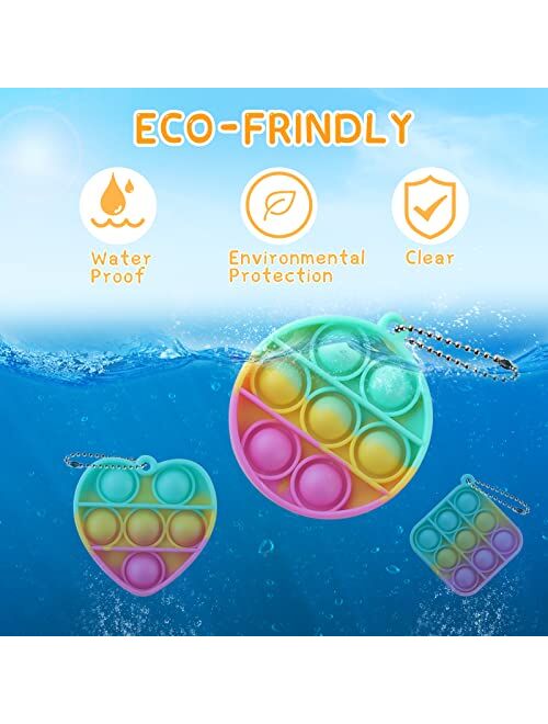 Earthroma 18 Pcs Mini Pop Keychain Fidget Toys, Push Bubble Pop Fidget Toy Pack, Squeeze Rainbow Stress Relief Hand Sensory Toys, Anti-Anxiety Office Desk Toys for Kids A