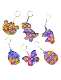 Zjdl 4PACK Fidget Keychain, Mini Fidget Toy Pop Fidget Toy, Stress Relief Hand Toys Keychain Toy, Push pop Bubble Fidget Toy for Kids Adults