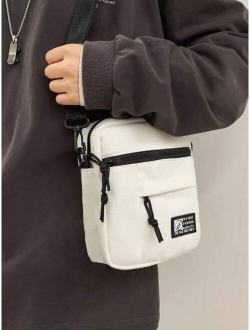 Men Letter Patch Crossbody Bag