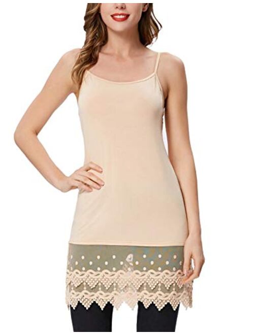 Kate Kasin Sexy Women's Extender Camisole Dress Slip Spaghetti Tank Top Lace Trim