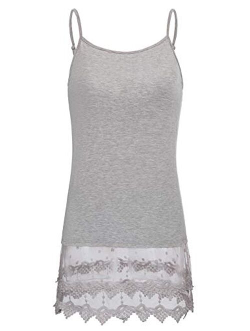 Kate Kasin Sexy Women's Extender Camisole Dress Slip Spaghetti Tank Top Lace Trim