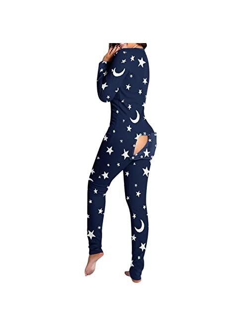 FABIURT Sexy Pajamas for Women Womens Sexy Short Rompers Bodysuit Printed V Neck Bodycon Stretch Button Pajama Jumpsuit