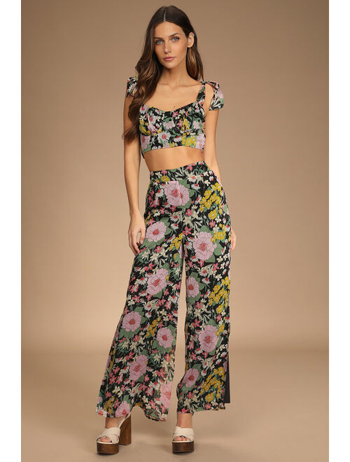 Lulus Here to Bloom White Floral Print Multi Wide-Leg Pants