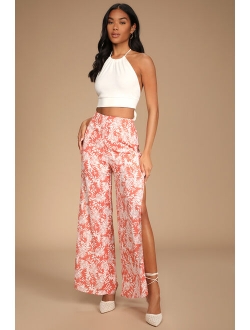 Hey Vacay Yellow Tropical Print Wide-Leg Pants