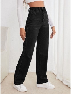 High Waisted Straight Leg Jeans