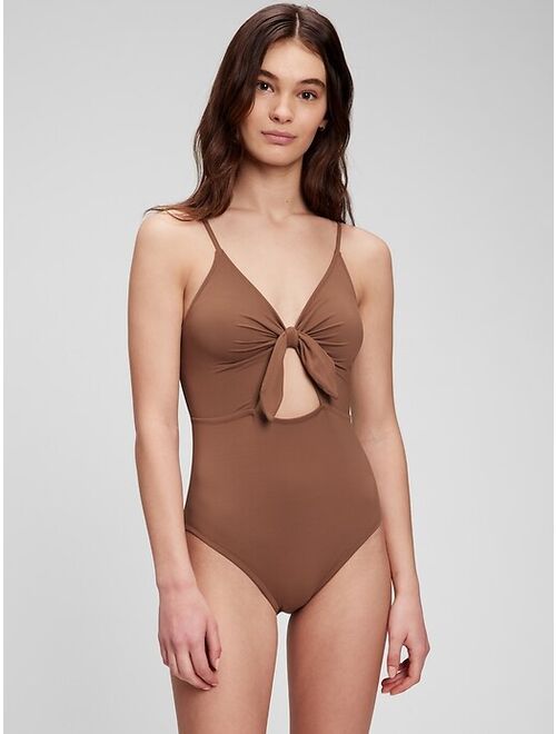 GAP Recycled Bunny-Tie Cutout One-Piece Swimsuit for plus size