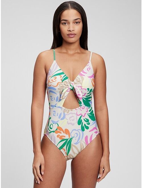 GAP Recycled Bunny-Tie Cutout One-Piece Swimsuit for plus size