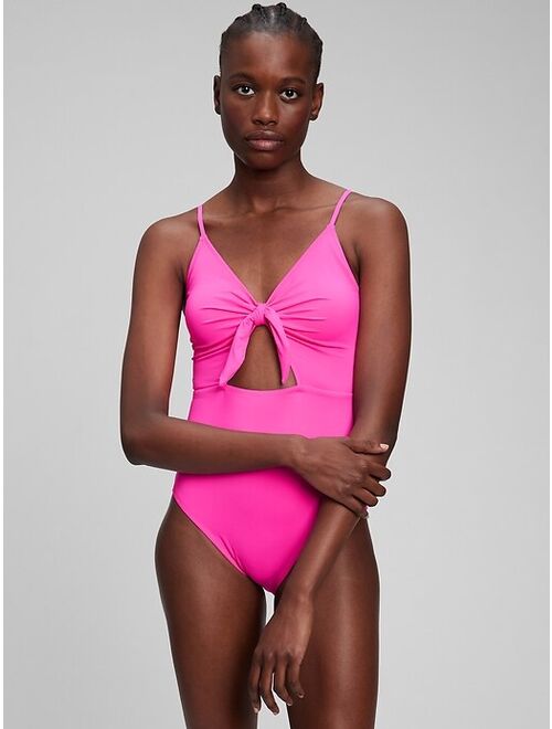 GAP Recycled Bunny-Tie Cutout One-Piece Swimsuit for plus size