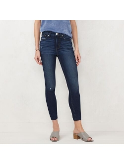 Petite High Waisted Raw Hem Skinny Ankle Jeans