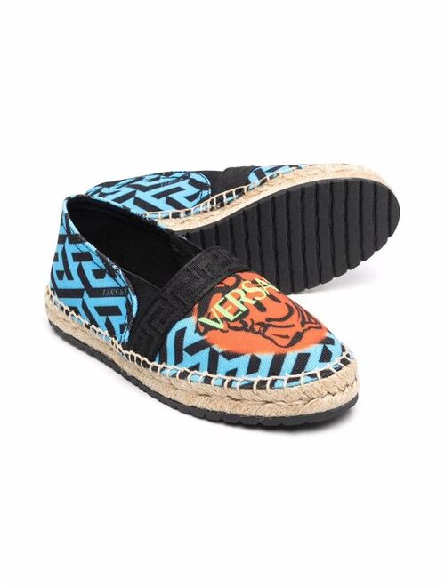 Versace Kids Greca-print flat espadrilles