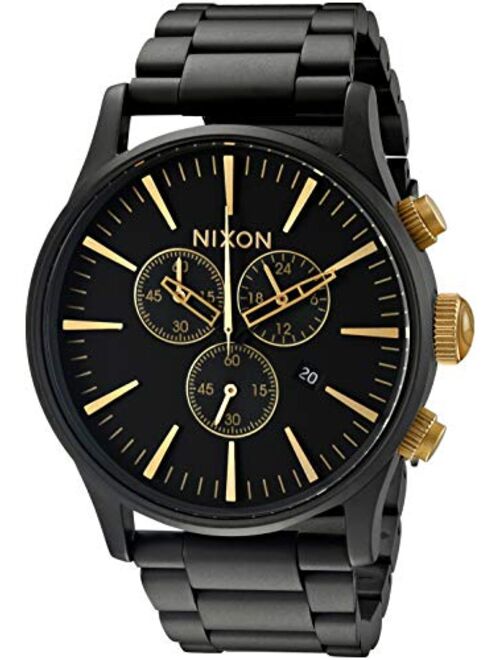 NIXON Sentry Chrono A386 - 100m Water Resistant Men's Analog Classic Watch (42mm Watch Face, 23mm-20mm Stainless Steel Band)