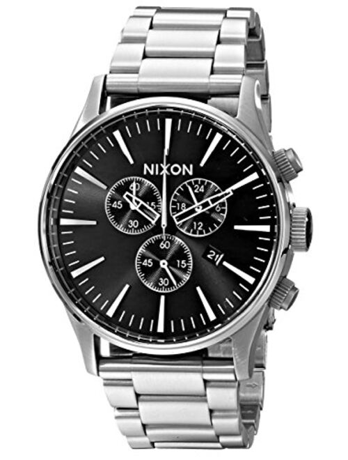 NIXON Sentry Chrono A386 - 100m Water Resistant Men's Analog Classic Watch (42mm Watch Face, 23mm-20mm Stainless Steel Band)