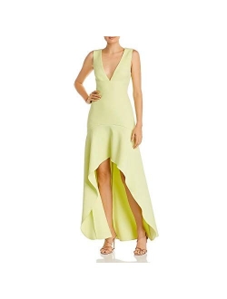 Max Azria Women's Plunging High-Low Sleeveless Flounce Hem Gown