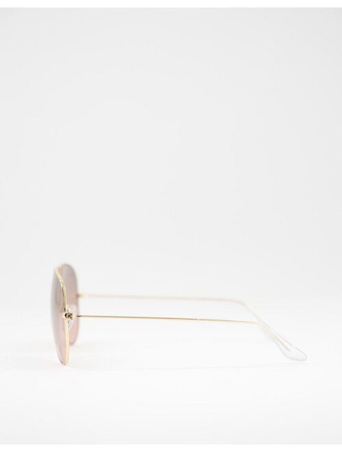 Ray-Ban aviator sunglasses in gold with brown lens