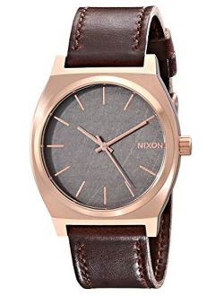 Time Teller Rose Gold/Gunmetal/Brown Unisex Watch (37mm. Rose Gold/Gunmetal Face/Brown Leather Band)