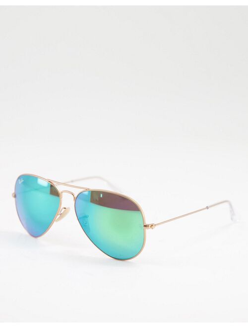 Ray-Ban aviator sunglasses in gold with green mirror lens