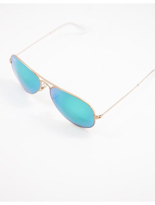 Ray-Ban aviator sunglasses in gold with green mirror lens