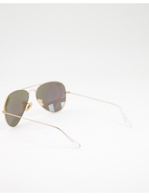 Ray-Ban aviator sunglasses in gold with green mirror lens