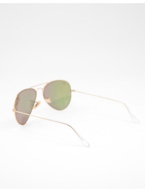 Ray-Ban aviator sunglasses in gold with pink mirror lens