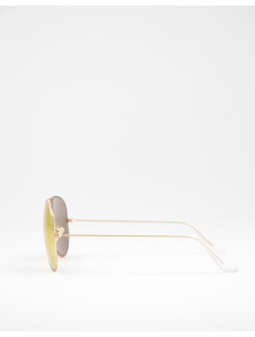 Ray-Ban aviator sunglasses in gold with pink mirror lens