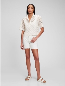 Cropped Eyelet Shirt