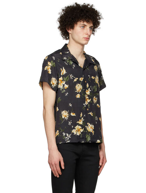 Naked & Famous Denim Black Rayon Short Sleeve Shirt