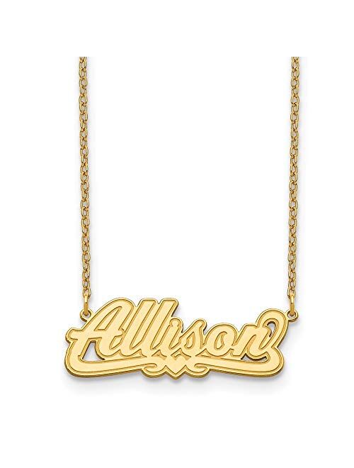 Roy Rose Jewelry Custom Made Personalized Name Necklace Pendant Cursive with Heart, size 1.1" inches, Choice in 10K, 14K Gold, or Sterling Silver