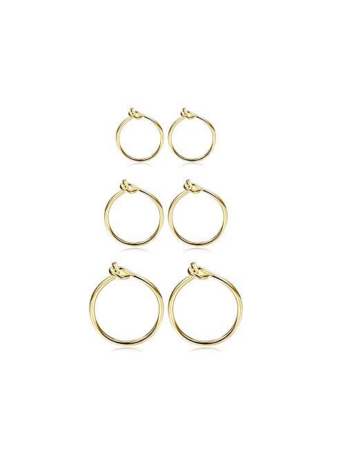 Fiasaso 3 Pairs 925 Sterling Silver Hoop Earrings For Women Girls Small Hoop Earrings Sleeper Earrings Piercing Jewelry Set 6MM 8MM 10MM