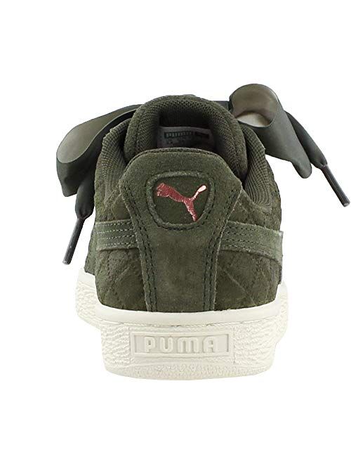 PUMA Women's Suede Heart Quilt Casual Sneakers with Ribbon Laces, Green