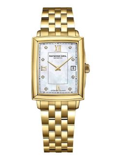 Women's Swiss Toccata Diamond Accent Gold PVD Stainless Steel Bracelet Watch 25x34mm