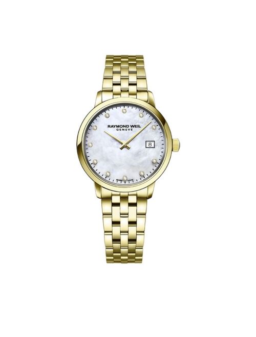 Raymond Weil Women's Swiss Toccata Diamond-Accent Gold-Tone Stainless Steel Bracelet Watch 29mm