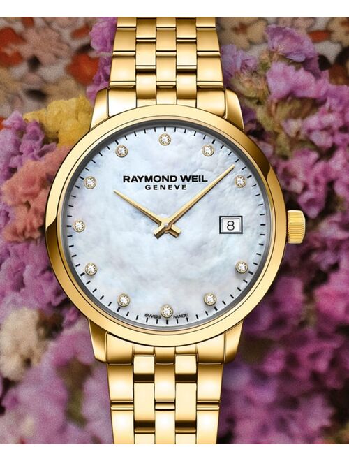 Raymond Weil Women's Swiss Toccata Diamond-Accent Gold-Tone Stainless Steel Bracelet Watch 29mm