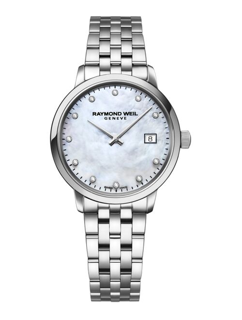 Raymond Weil Women's Swiss Toccata Diamond-Accent Stainless Steel Bracelet Watch 29mm