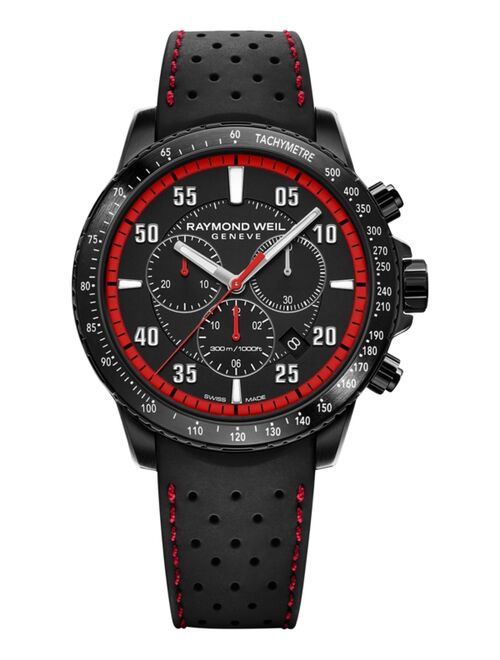 Raymond Weil Men's Swiss Chronograph Tango Black Rubber Strap Watch 43mm