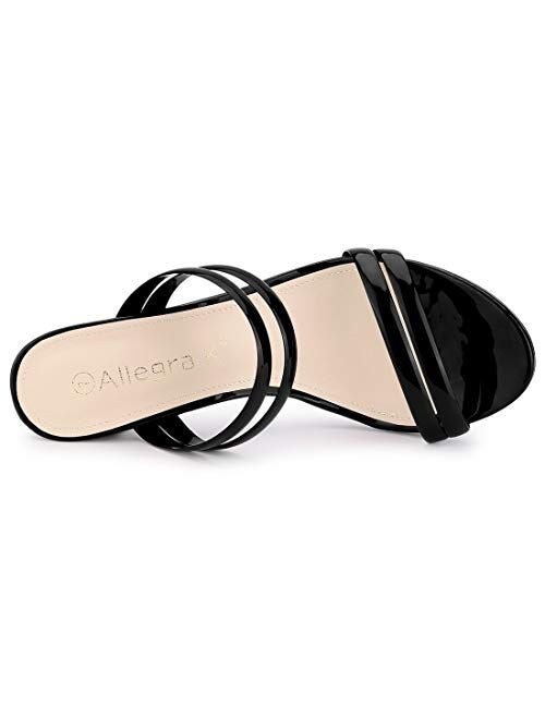 Allegra K Women's Clear Strappy Heel Slide Mule Block Heel Sandal