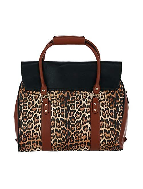 Badgley Mischka Leopard Weekender Tote Travel Bag, Leopard