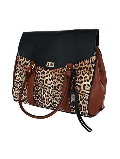 Badgley Mischka Leopard Weekender Tote Travel Bag, Leopard